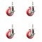 Service Caster 4 Inch 316SS Red Polyurethane Swivel 10mm Threaded Stem Caster Set Brake SS316TS20S414-PPUB-RED-TLB-M1015-4 - alternate 1